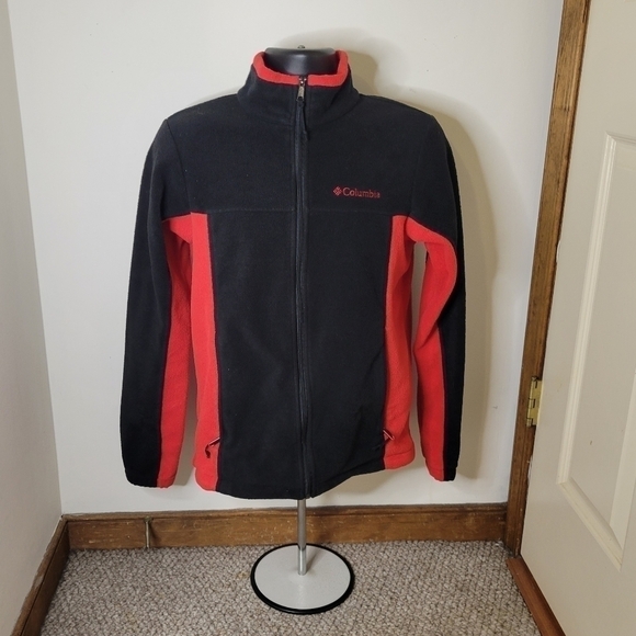 Columbia Men’s 1/4 Zip Black/Red Fleece Jacket - Size (S) - Great Condition - Picture 1 of 5